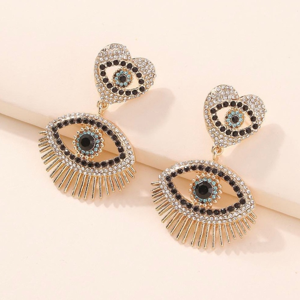 Evil eye sparkly earrings